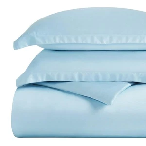300-Thread Duvet Cover Set, Premium Long-Staple Cotton, Twin, Light Blue - Picture 1 of 7