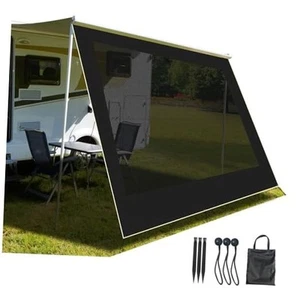 RV Awning Sun Shade Screen 9'3''×8', Heavy-Duty 600D PVC Mesh, Camping Trailer - Picture 1 of 7