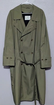 Gabardina para hombre Bill Blass 46R verde oliva forro con cremallera doble botonadura Foto 1 de 4