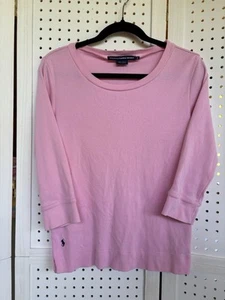 VTG Ralph Lauren Sport Shirt Women's LG Pony 3/4 Sleeve Preppy Sport PINK - Bild 1 von 4