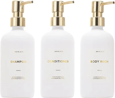 Shampoo and Conditioner Dispenser, 21Oz 3-Pack Refillable Pump Bottles Foto 1 de 4