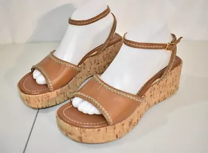 Nine West sandali tacco a zeppa marrone chiaro taglia 9,5 donna - Foto 1 di 6