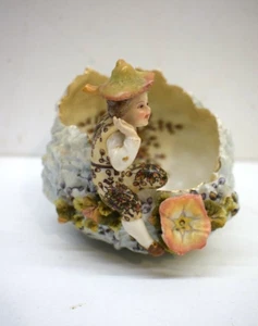 Antique Victorian Porcelain Vase Child on Cabbage Motif Late 19th RARE GERMANY - Picture 1 of 9