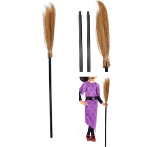 Halloween Witch Plastic Witch Broomstick Cosplay Props Realistic Flying Stick - Picture 1 of 7