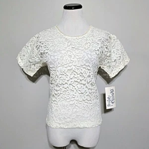 Camicetta maglietta Nos vintage Paradise Moon Flora pizzo S donna anni 80 manica corta - Foto 1 di 13