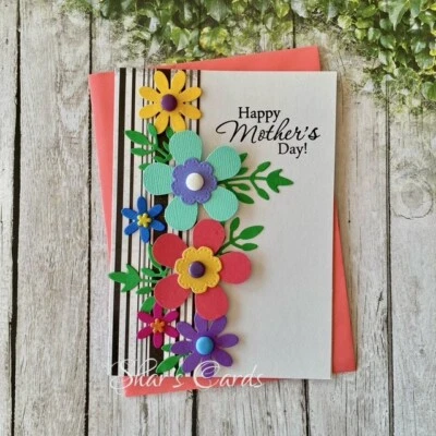 Mothers Day BRIGHT and Cheery FLOWERS HANDMADE greeting CARD, made in Australia - Image 1 of 4