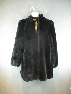 Borgazia Coat Womens Large Black Faux Fur Deep Pile Mob Wife Glam  80s - Image 1 of 4