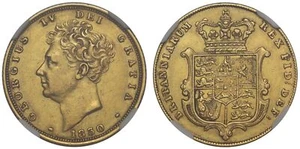 George IV 1830 Sovereign bare head NGC AU55, final date of reign, scarce - Picture 1 of 1