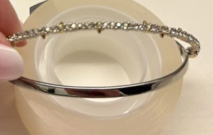 Alexis Bittar Silver Pave Crystal Orbitting Moving Bar Double Cuff Bracelet - Picture 1 of 5
