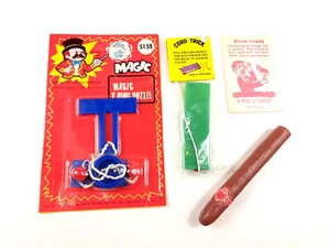 Vintage Magic Tricks Lot 70s NOS Stink Loads Squirt Cigar Cord & T Puzzle Tricks - Picture 1 of 4
