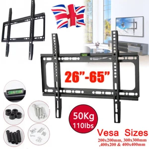 TV Wall Bracket Mount Fits 26 30 32 40 42 50 55 Up To 65 Inch For FlatTV LCD LED - Picture 1 of 13