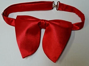 Handmade Oversized Red Satin Bow tie Vintage style 70`s Wedding Prom Gift 4 Him - Picture 1 of 3