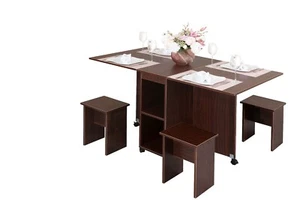 ausziehbarer Esstisch, Klapptisch, Tisch mit 4 Hocker / Stühle aufklappbar - Bild 1 von 5