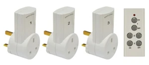 Funk 3 Wege Fernbedienung 240 Volt Netzsteckdosen - 3er Set Steckdosen - Bild 1 von 3