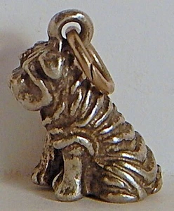 SHAR-PEI STERLING SILVER wrinkle DOG CHARM  - Picture 1 of 5