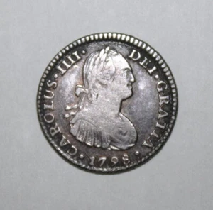 S5 - Mexico 1 Real 1798-FM Brilliant Unc. Silver Coin - Charles IV Rainbow Toned - Picture 1 of 2