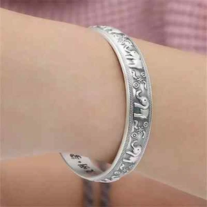 Brazalete Brazalete Retro Elegante Plata Esterlina Vintage Elefante Joyería6 - Imagen 1 de 12