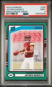Jayden Daniels 2024 Panini Donruss Rated Rookie Press Proof Green #389 RC PSA 9 - Picture 1 of 2