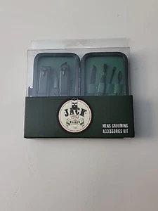 Jack The Barber Kit Accessori Toelettatura Uomo 7pz con Custodia Rigida Nero e Verde - Foto 1 di 2