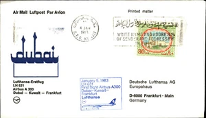 LUFTHANSA Erstflug 1983 First Flight LH 631 Airbus A 300 Dubai KUWAIT Frankfurt  - Picture 1 of 2