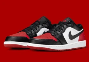 NEW Nike Air Jordan 1 Low Bred Black Red 2.0 Men's Size 7 (553558-161) - Picture 1 of 6