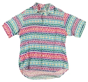 Mens Vintage International Concepts 90's Colorful Geometric Button Down Medium - Picture 1 of 9