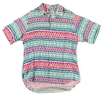 Mens Vintage International Concepts 90's Colorful Geometric Button Down Medium - Image 1 of 4