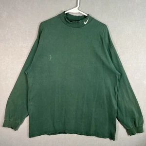 Vintage 90s Nike Swoosh Mock Neck T Shirt Adult XL Green Long Sleeve Mens - Picture 1 of 15