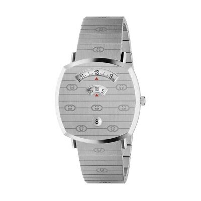 Gucci Grip SWISS Quartz  Silver Tone Stainless Steel Watch 38mm YA157410
