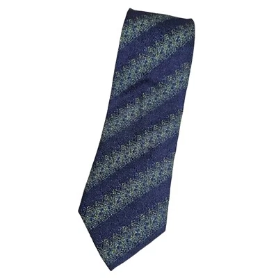 MISSONI Men's 100% Silk Necktie LUXURY Tie Blue Green Striped W:3.4" EUC - Image 1 of 4