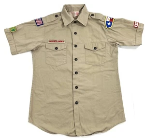 Vtg Boy Scouts Of America Adult Mens Official Uniform Shirt Size S USA Patches - Picture 1 of 9