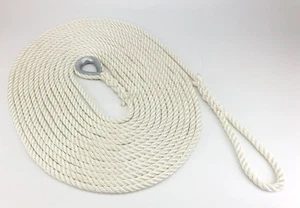 Urdimbre de amarre de nailon blanco de 12 mm x 15 metros, dedal Galv y ojo suave, barcos yates - Imagen 1 de 6