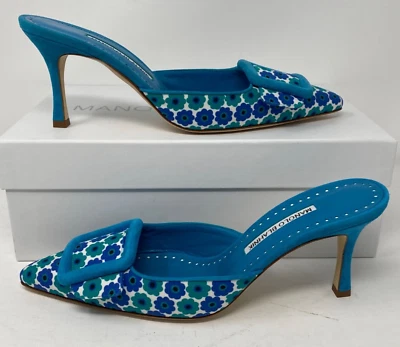 Manolo Blahnik Maysalebi Hebilla Floral 70MM Punta Punta Punta Mula, EE. UU. 8,5, 38,5 UE Foto 1 de 4