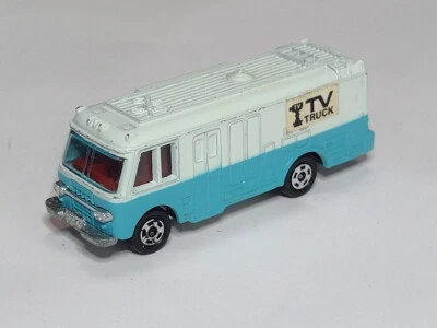 Vintage Tomica Blue White TV Bus Truck Pocket Cars No 75 VGC 1/122 - Image 1 of 4