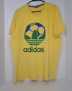 Adidas Men's Futbol Soccer Brazil Colors Logo Graphic T-Shirt Men Size XL Yellow - Picture 1 of 10