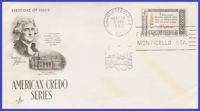 USA4 #1141 U/A ARTCRAFT FDC   T. Jefferson - Image 1 of 1
