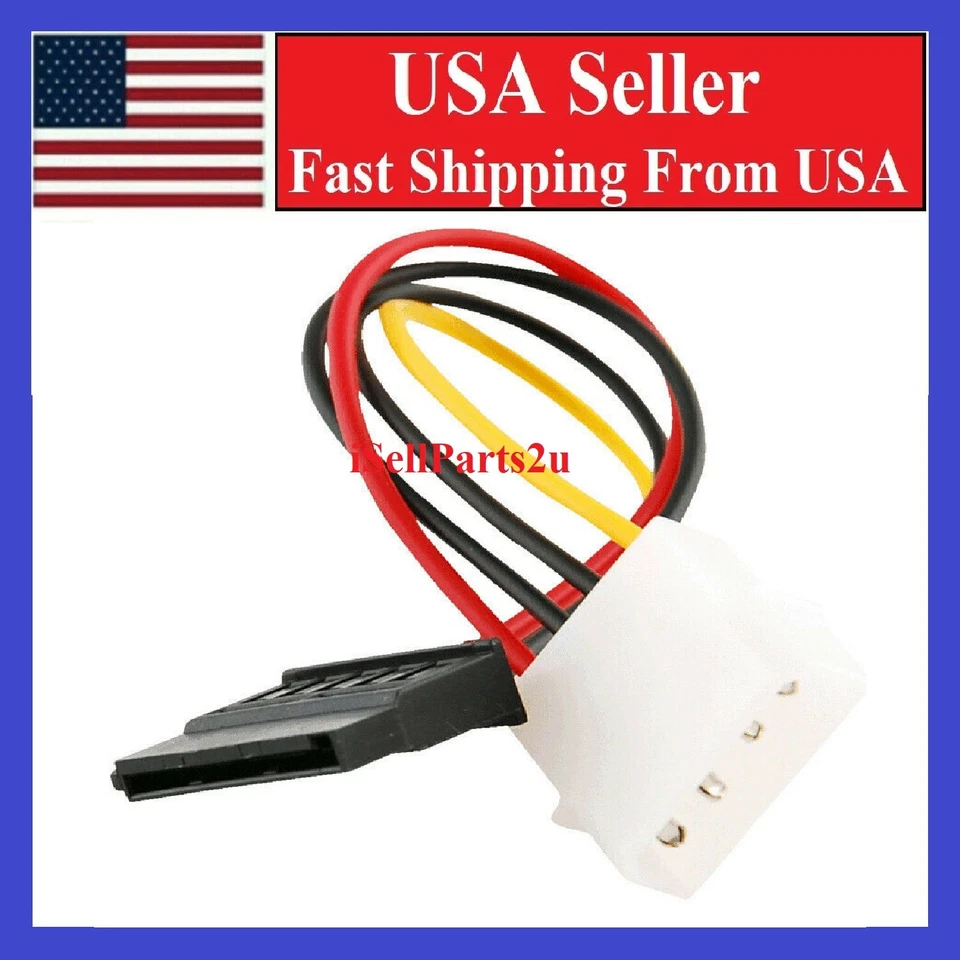 New IDE/Molex 4-Pin Male To Serial ATA SATA 15-Pin Female Power Adapter Cable - Image 1 of 1