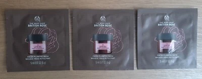 The Body Shop British Rose Fresh Plumping Mask Sachets 3x5ml 15ml New Vegan - Image 1 of 4