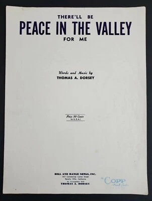 Peace In The Valley Sheet Music 1951 Piano Vocal Dorsey Religious Sacred Vintage - Image 1 of 3
