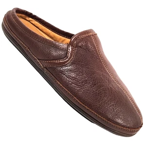 Pantofole LL Bean in pelle di alce graffi uomo 14M marrone suola in gomma 272349 - Foto 1 di 11