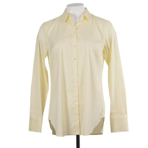 Camisa ANN TAYLOR 10 Amarilla Algodón Elastizada Manga Larga Abotonada Oficina Carrera - Imagen 1 de 5
