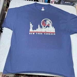 New York Yankees Graphic T-Shirt 3XL Blue Gildan Cotton Baseball Tee MLB Fan - Picture 1 of 6