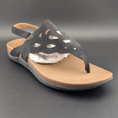 Sandalias Rockport para mujer Ridge negras 10 cuero tanga zapato con cordones con destellos Foto 1 de 4