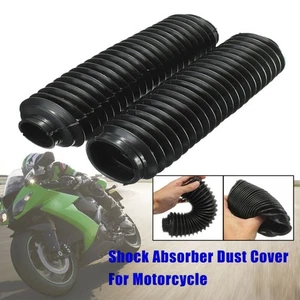 1 PAIR MOTORCYCLES RUBBER FRONT FORK DUST COVER GAITERS BOOTS SHOCK ABSORBER - Picture 1 of 7