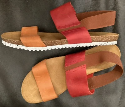 Lola Sabbia  Leather Flats Sandals Women’s US 10 / EU 41 Red/orange - Image 1 of 4