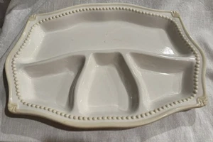 Princess House Pavillion 14" Serving Relish Tray Cream Embossed Dots & Scrolls - Picture 1 of 2