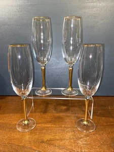 4 Vintage Champagne Glasses Flutes by Colony - Elegant Crystal Czech 9” Tall - Picture 1 of 5