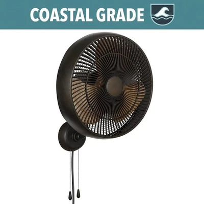 Hampton Bay Henton 18" Bronze 3-Speed Oscillating Indoor Outdoor Wall Mount Fan - Image 1 of 4