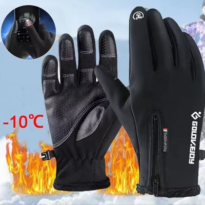 -10℃ Waterproof Winter Warm Ski Gloves Thermal Touch Screen Motorcycle Snow Men - Image 1 of 4