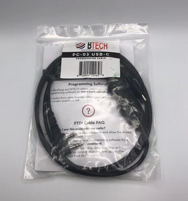 BTECH PC03 USB-C Programming Cable Baofeng & Kenwood K1 2-pin Radios - Image 1 of 4